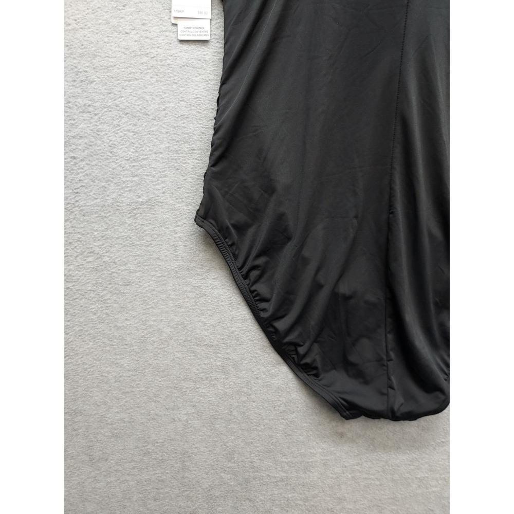 Jantzen Women Swimsuits 16 Black V Neck Pull On Stretched Comfort Beach Wear - Picture 14 of 16
